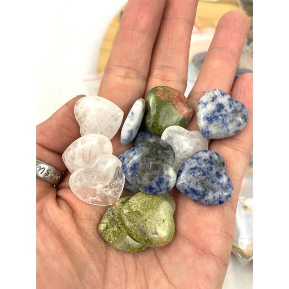 70+pc Natural Quartz Stone Polished Mixed Lot Hearts Amethyst Tiger Eye Jasper - Picture 2 of 11